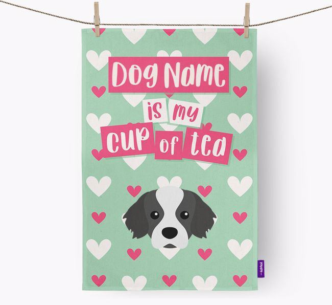 '{dogsName} is my cup of tea' Tea Towel with {breedFullName} Icon